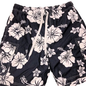 OP navy blue & white floral tropical swim trucks size medium